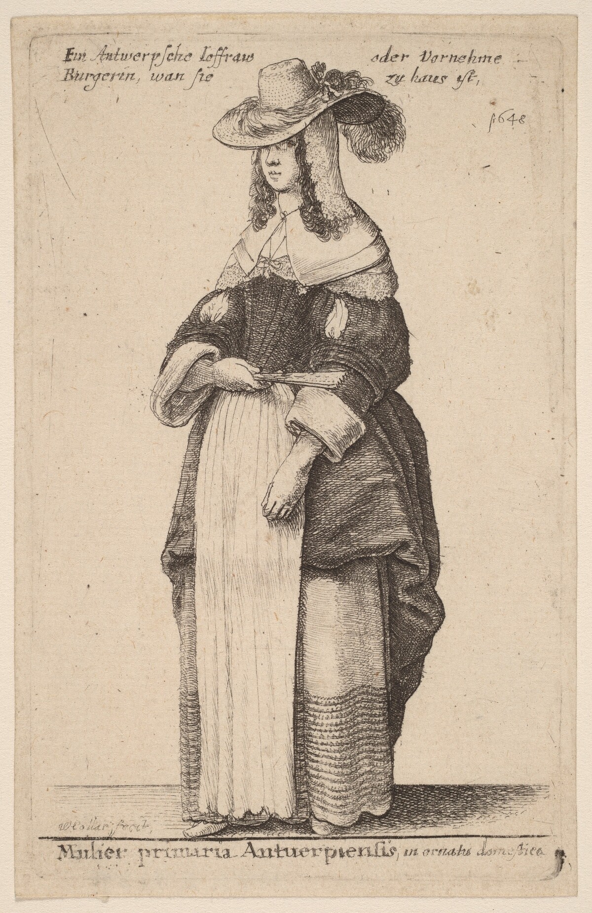 Mulier Primaria Antuerpiensis, in Ornatu Domestico by Wenceslaus Hollar