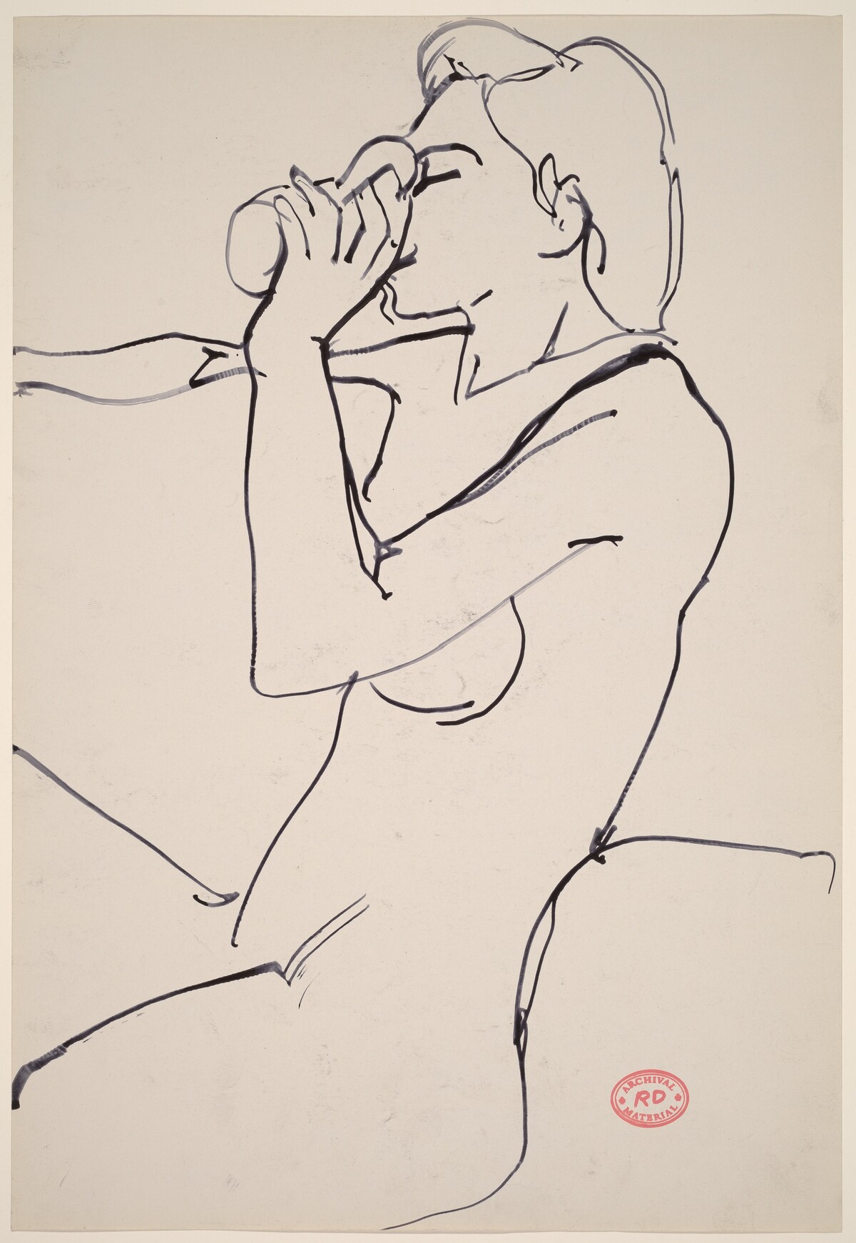 Untitled [female nude seated and drinking] by Richard Diebenkorn