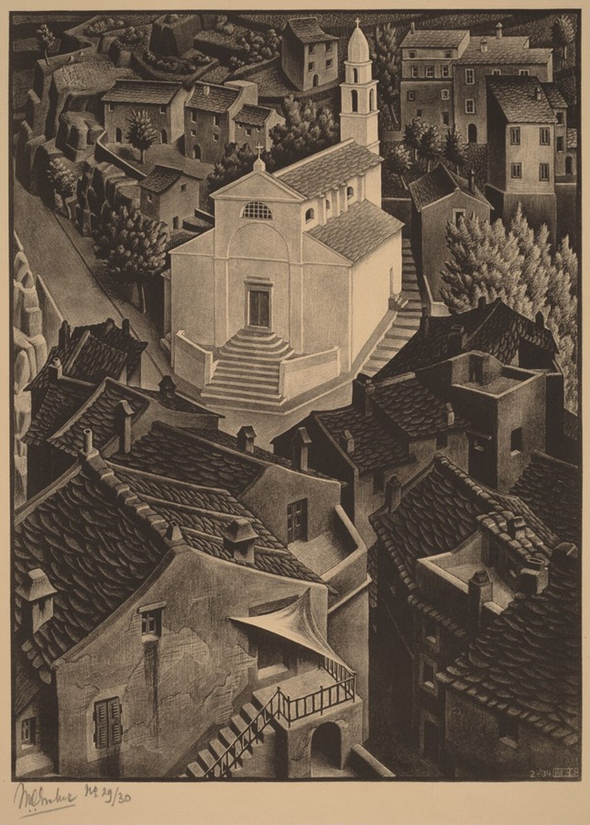 Nonza, Corsica by M.C. Escher
