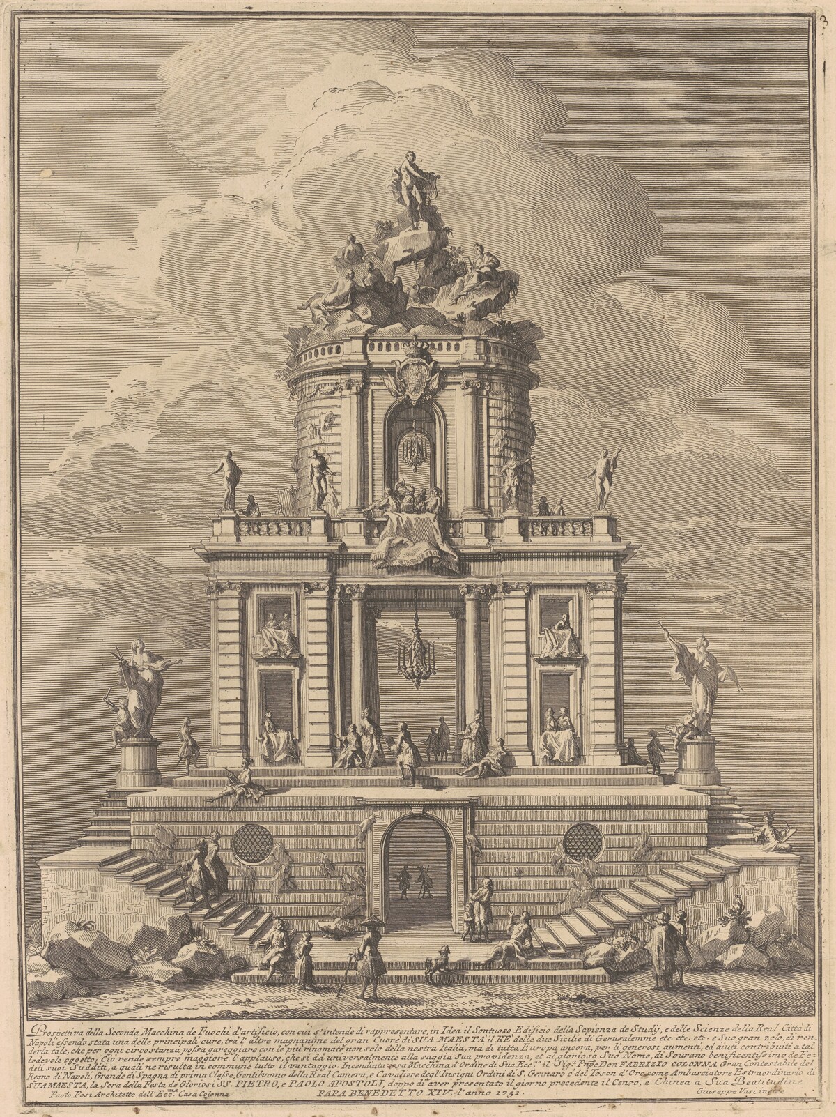 The Seconda Macchina for the Chinea of 1751: The Palace of Wisdom, Studies, and the Sciences by Giuseppe Vasi, after Paolo Posi