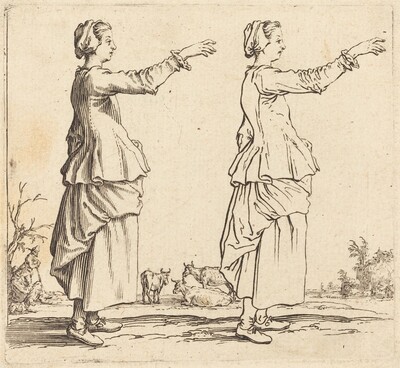 Peasant Woman, in Profile, Facing Right, with Arm Extended