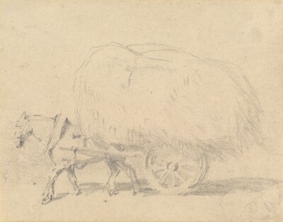 A Horse Pulling a Load of Hay