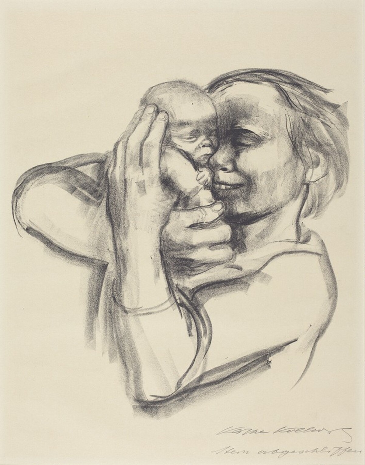 Mother Pressing Infant to Her Face III (Mutter, Saugling an ihr Gesicht Druckend III) by Käthe Kollwitz