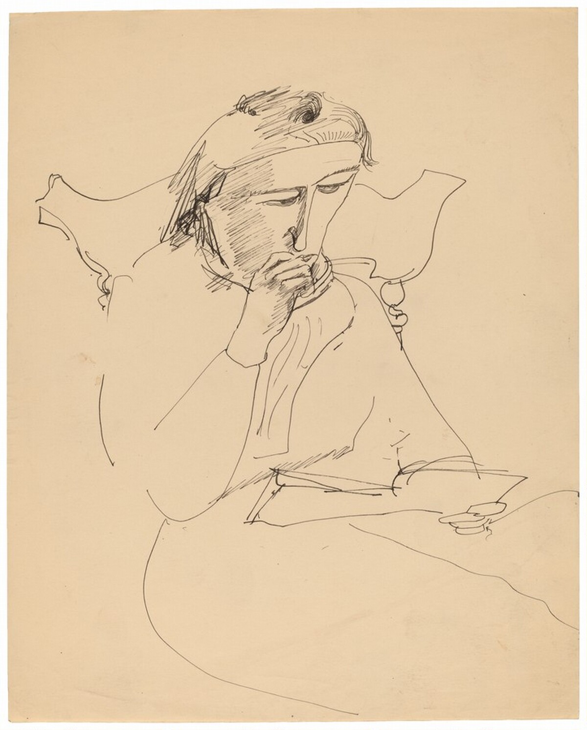 Reading Woman in Chair with Right Hand near Mouth by Mark Rothko