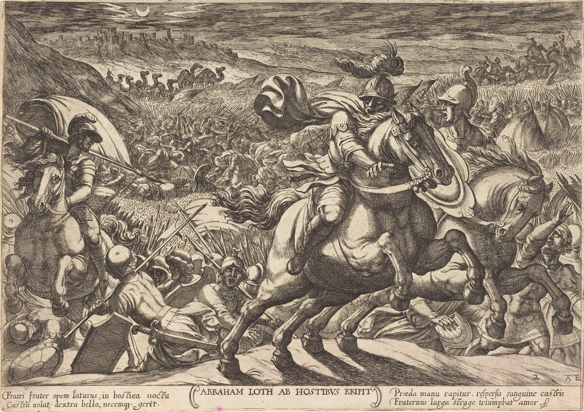 Abraham makes the enemies flee who hold his nephew by Antonio Tempesta