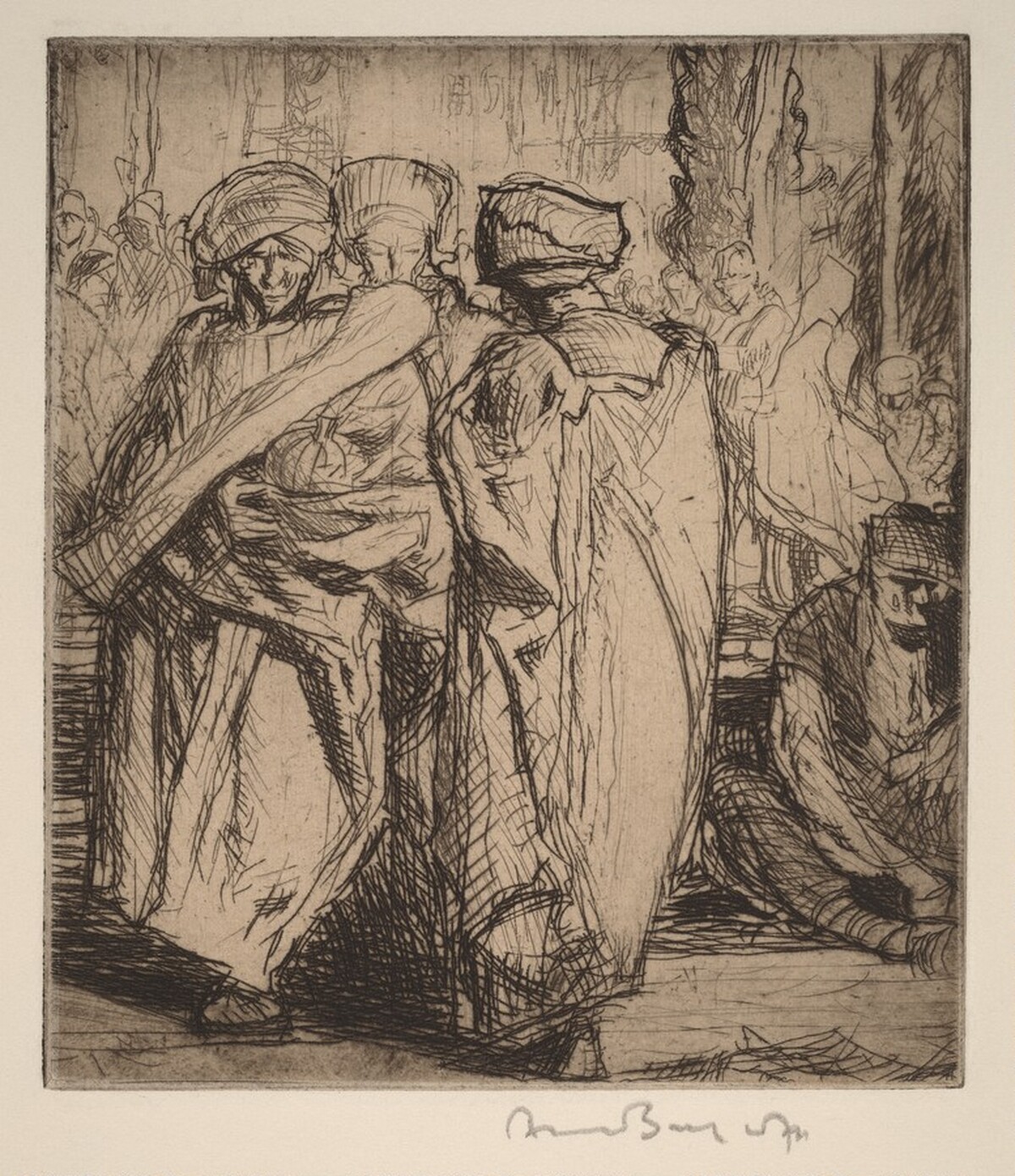 Middle Eastern Market Scene by American 20th Century