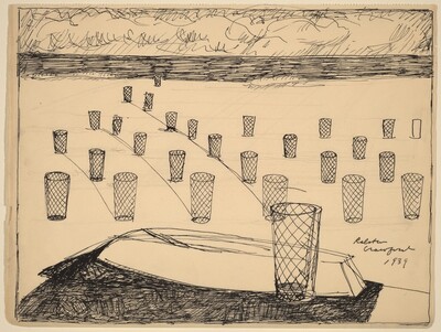 Beach with Trash Cans