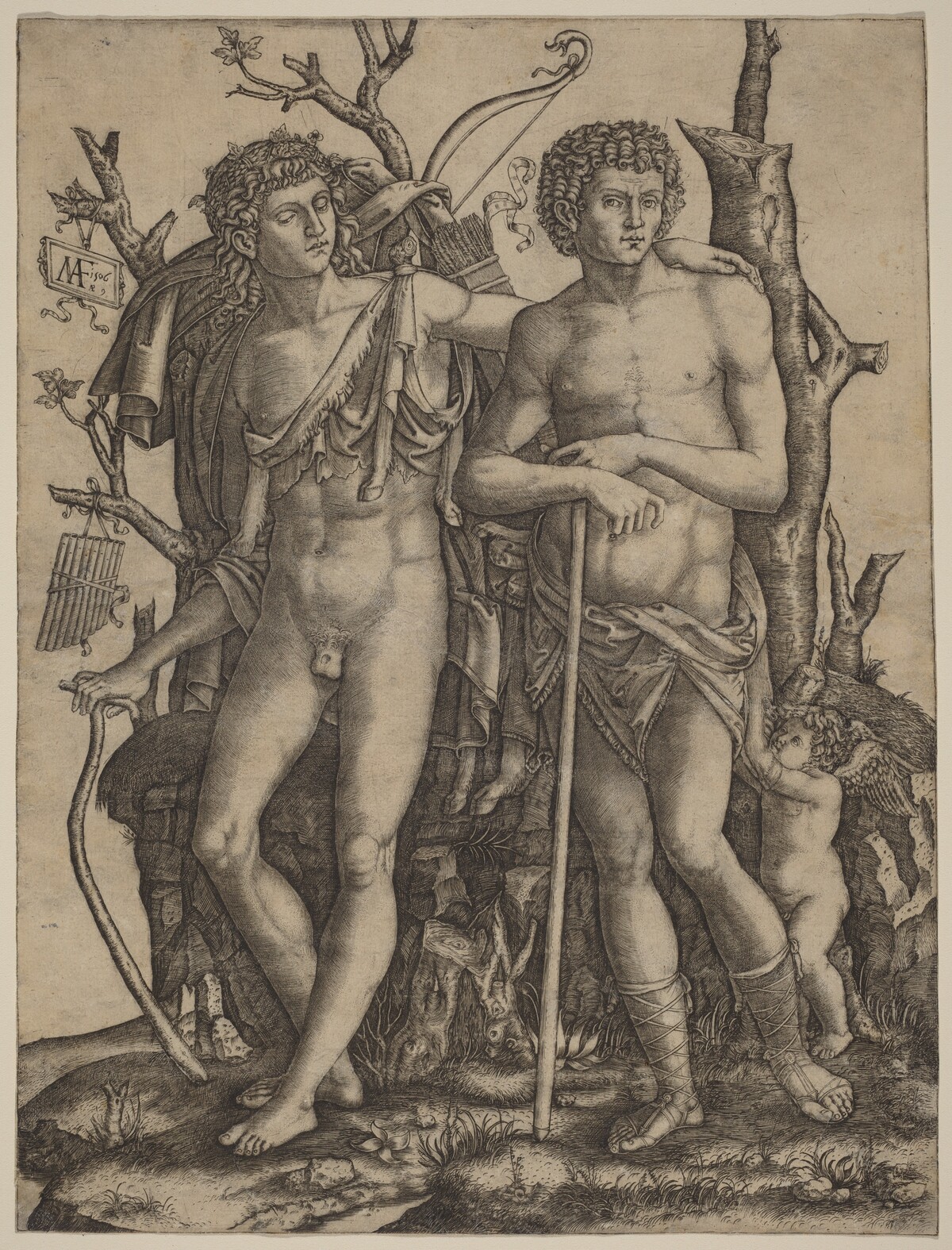 Apollo and Hyacinthus by Marcantonio Raimondi after Francesco Francia