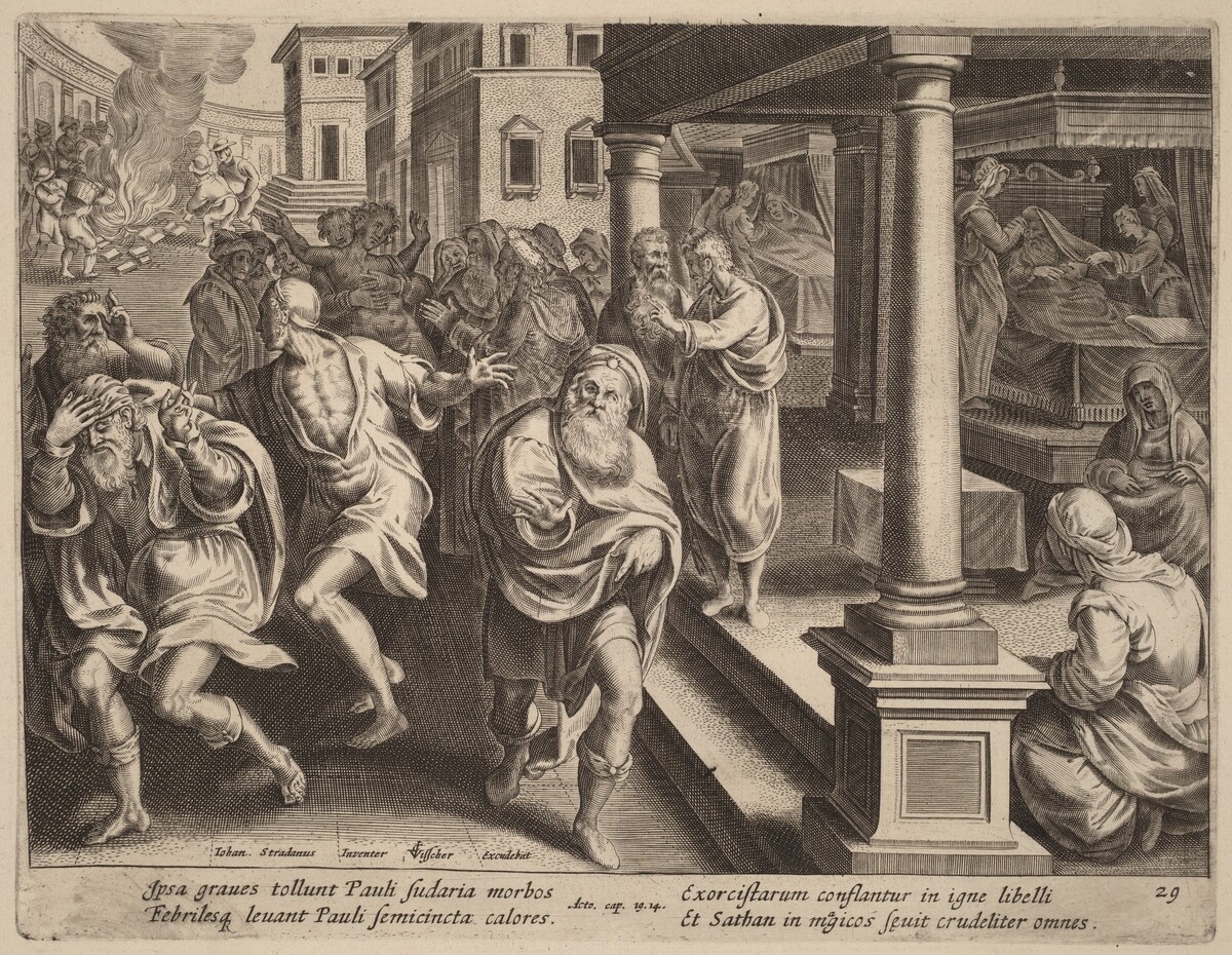Saint Paul Driving Out Evil Spirits by Philip Galle after Jan van der Straet