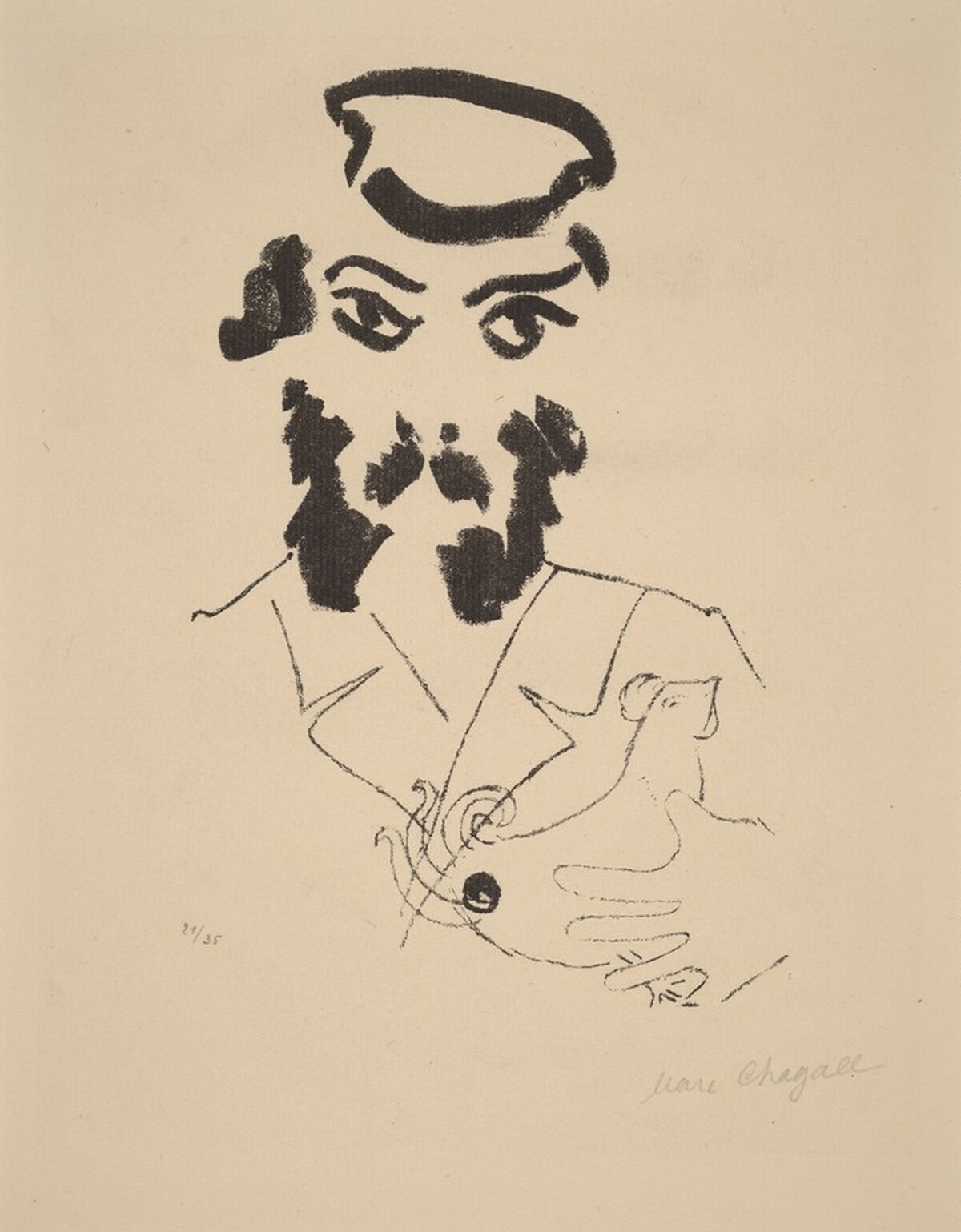 Man with a Hen by Marc Chagall