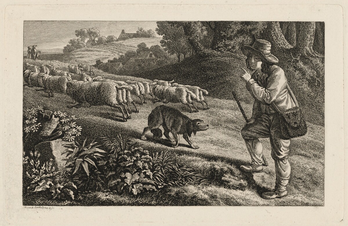 A Shepherd Scolding His Dog for Letting His Sheep Run Away by Heinrich Carl Reinhold