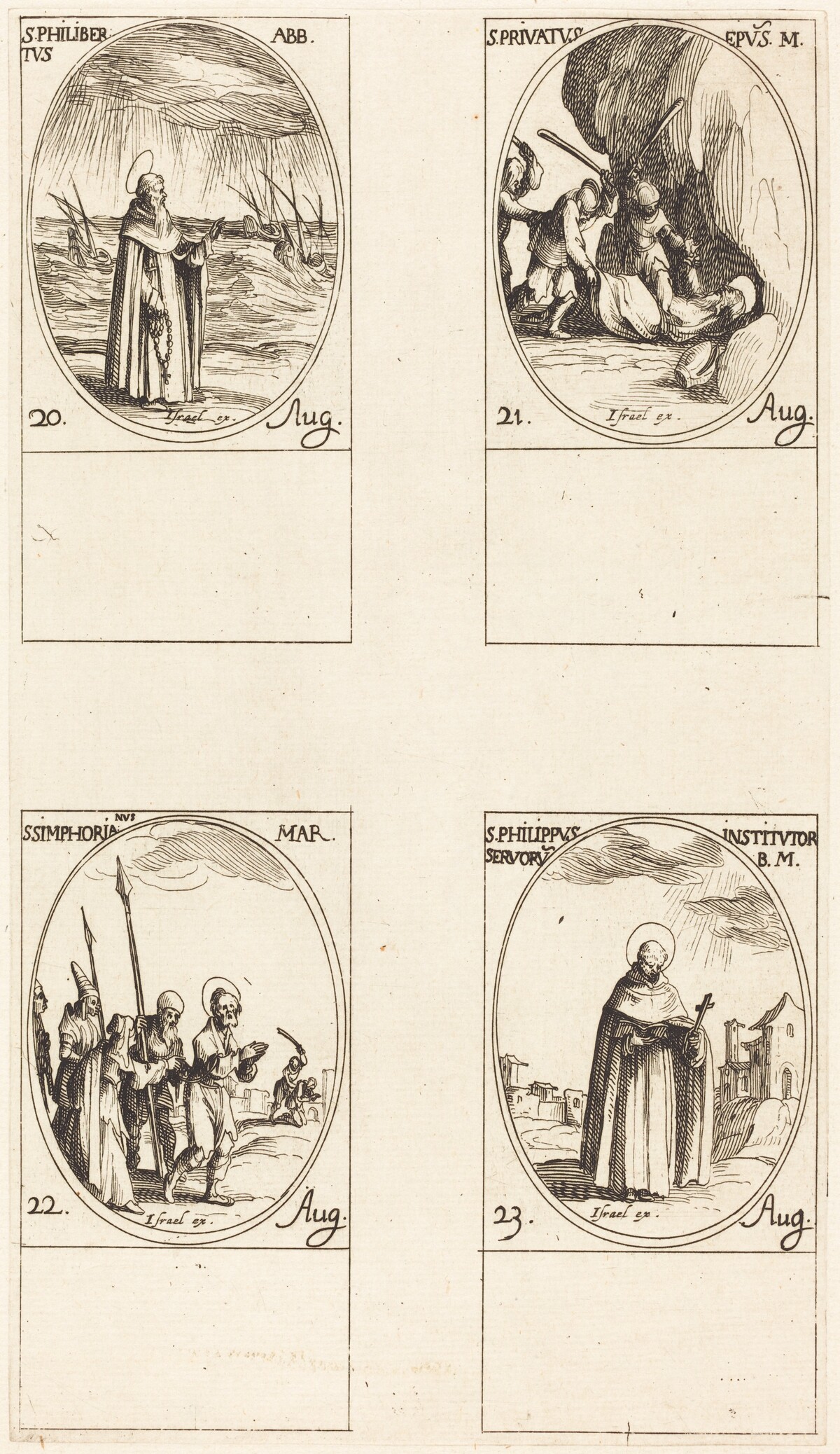St. Philibert, Abbot; St. Privatus; St. Symphorian; St. Philip by Jacques Callot