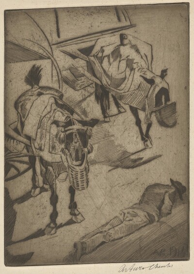 Two Donkeys and a Peasant in the Sun (Due somari e un contadino al sole)