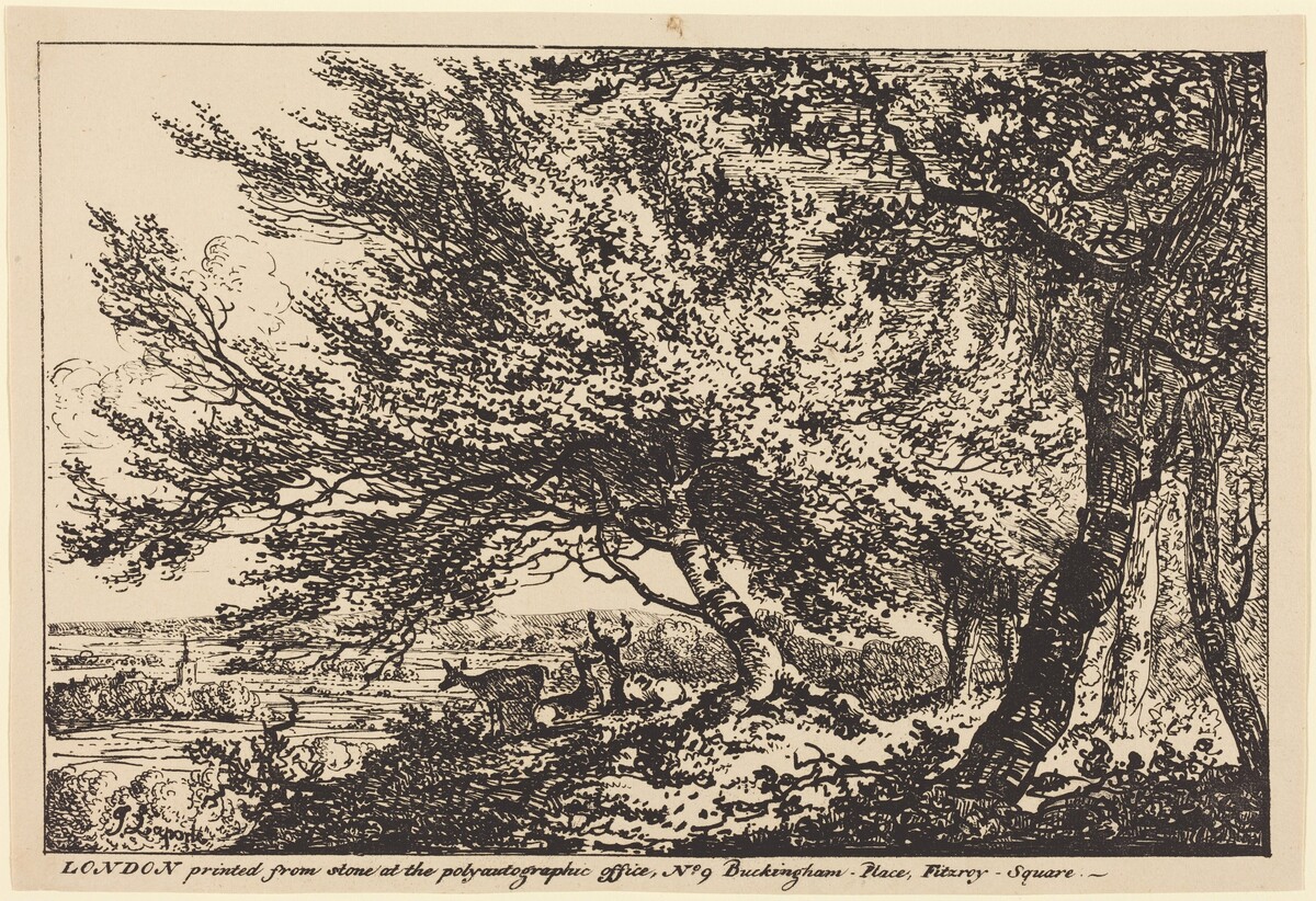 Landscape with Deer under Trees by John Laporte
