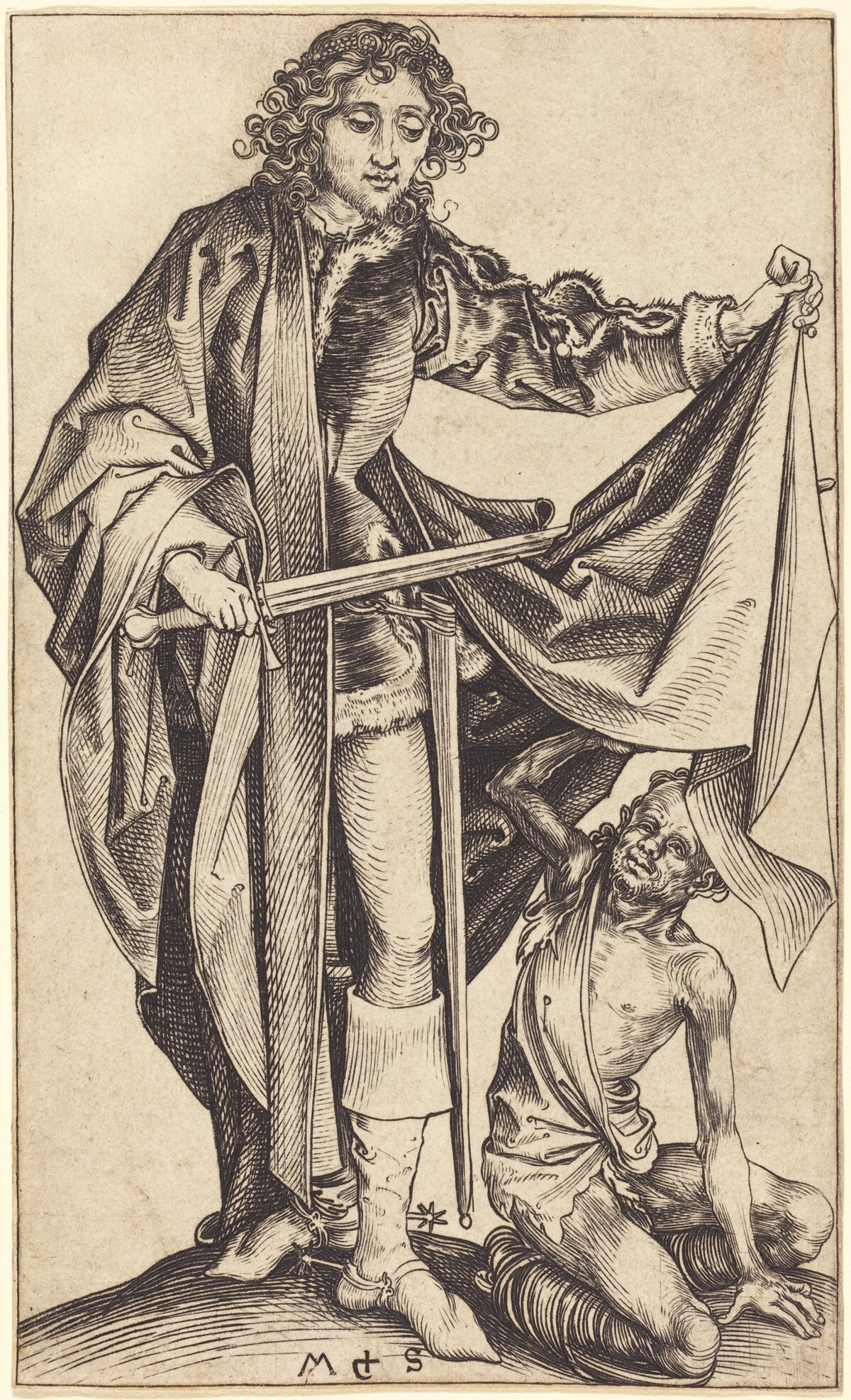 Saint Martin Dividing His Cloak by Martin Schongauer