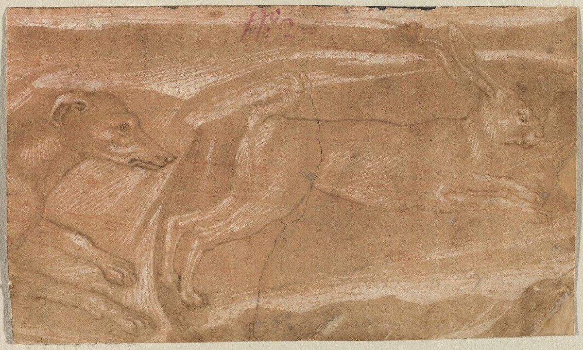 A Hound Chasing a Hare by Benozzo Gozzoli