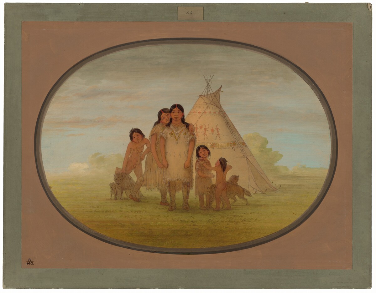Camanchee Chief's Children and Wigwam by George Catlin