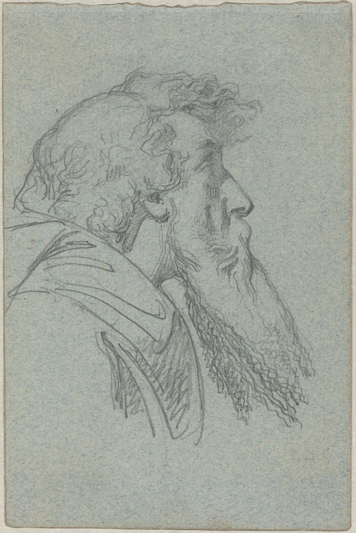 Bearded Man Looking Up / Cloaked Figure with Raised Arms by Alexandre Bida
