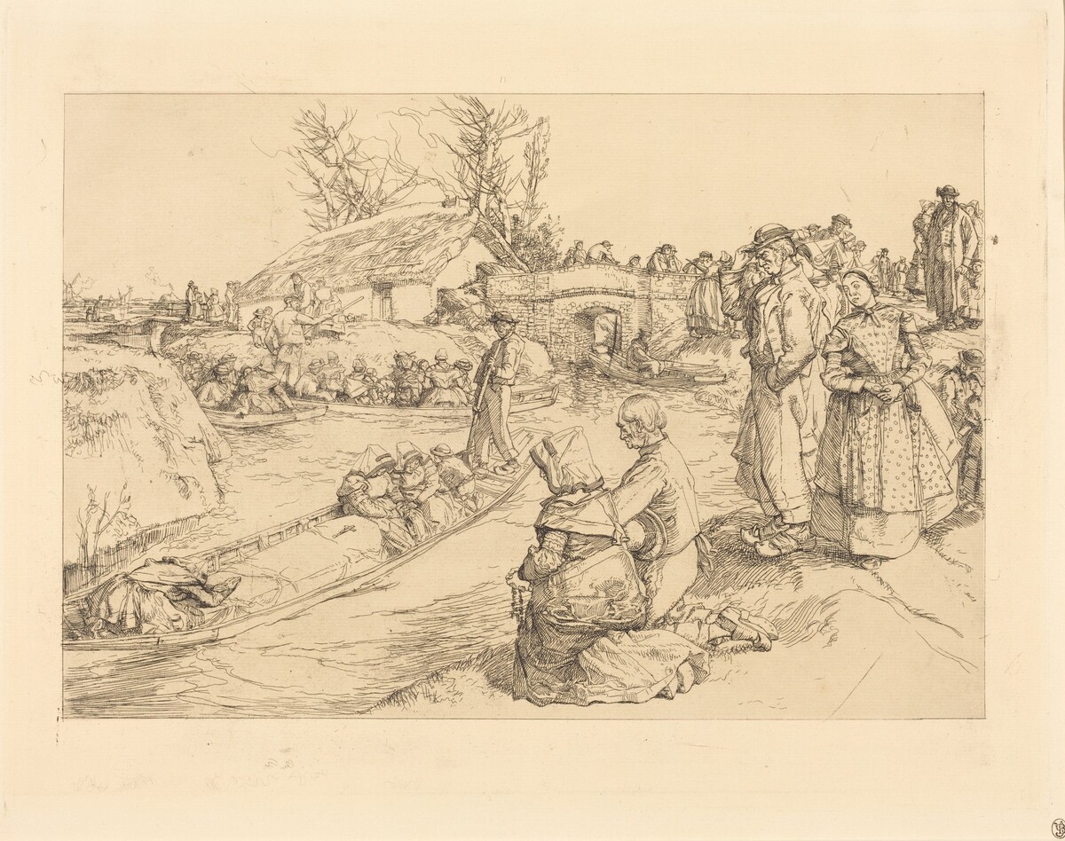 Burial in the Vendeen Marsh (Un enterrement dans le marais Vendeen) by Auguste Lepère