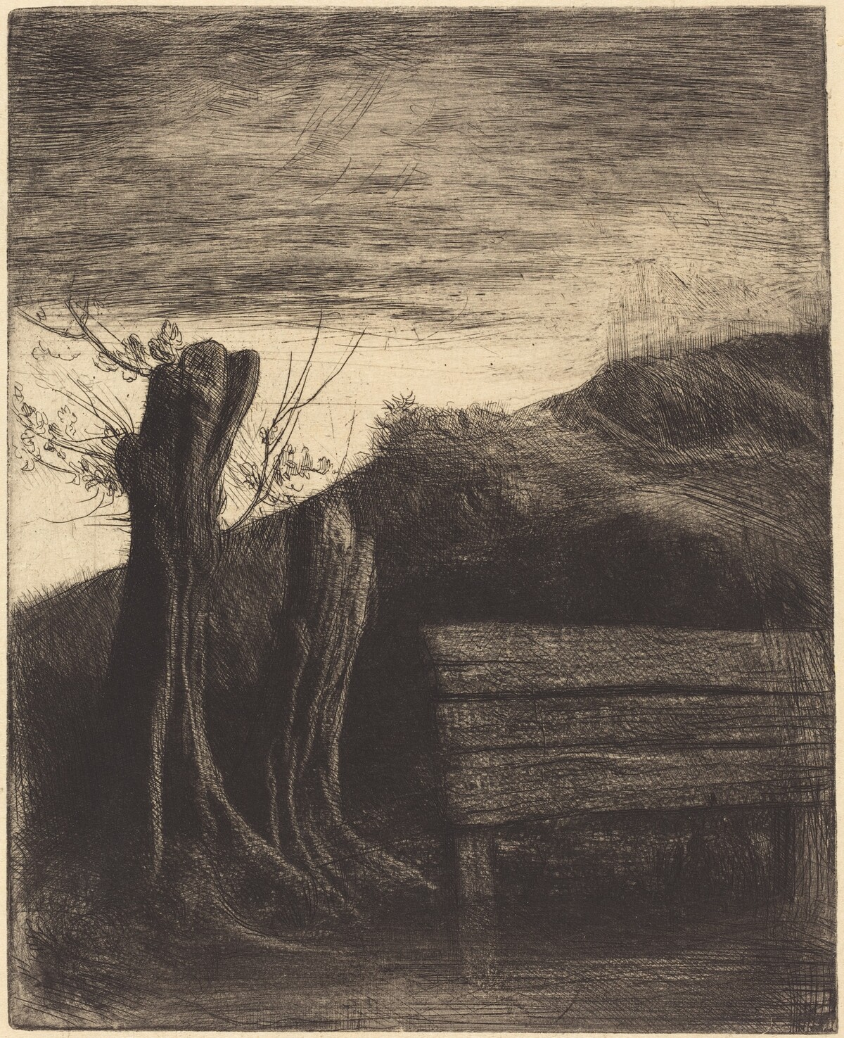 Pollard Willows (Les saules tetards) by Alphonse Legros