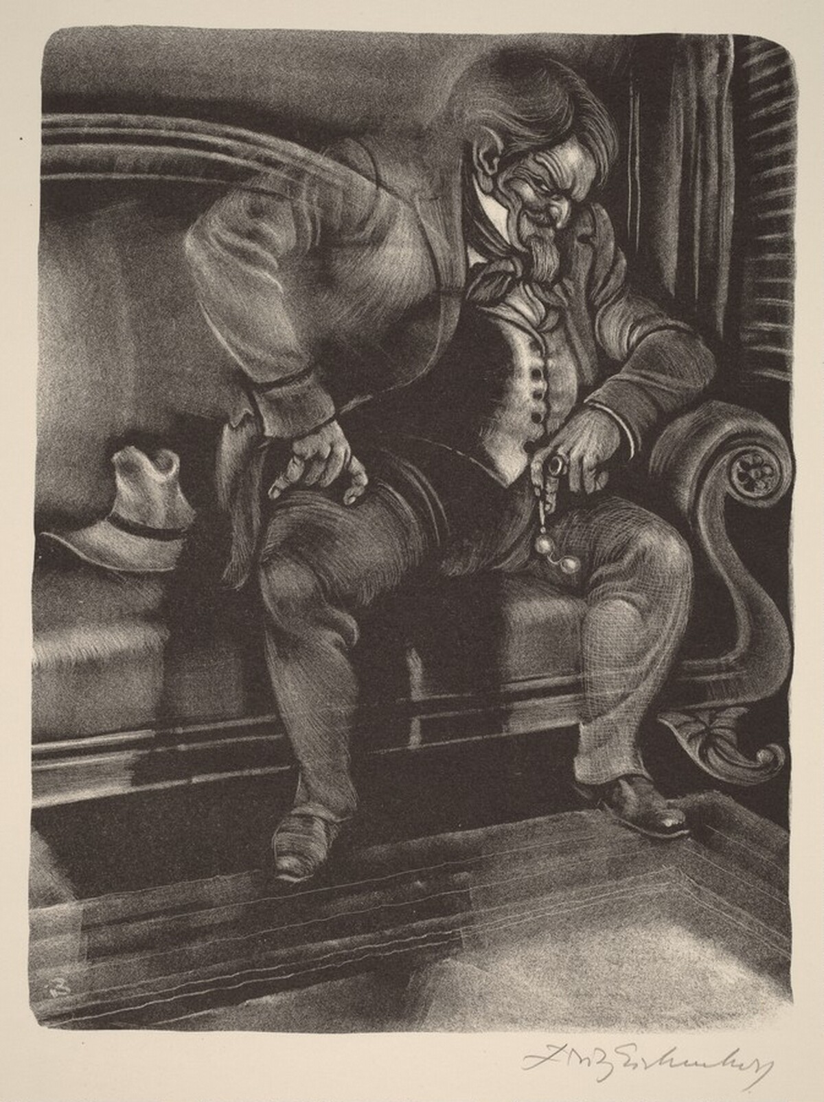 Ivan and the Devil (Book XI: Ivan Fyodorovich, facing p.492) by Fritz Eichenberg