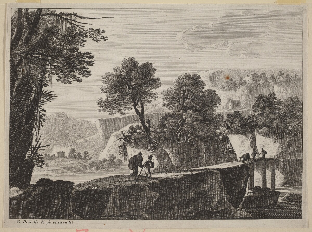 Travelers Approaching a Bridge by Gabriel Perelle