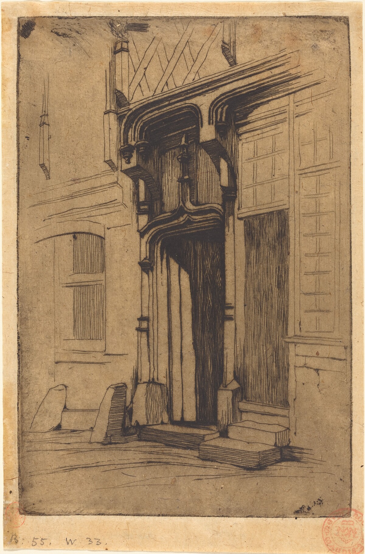 Porte d'un ancien couvent, Rue Mirabeau, à Bourges (Doorway of an Ancient Convent, in the Rue Mirabeau, Bourges) by Charles Meryon