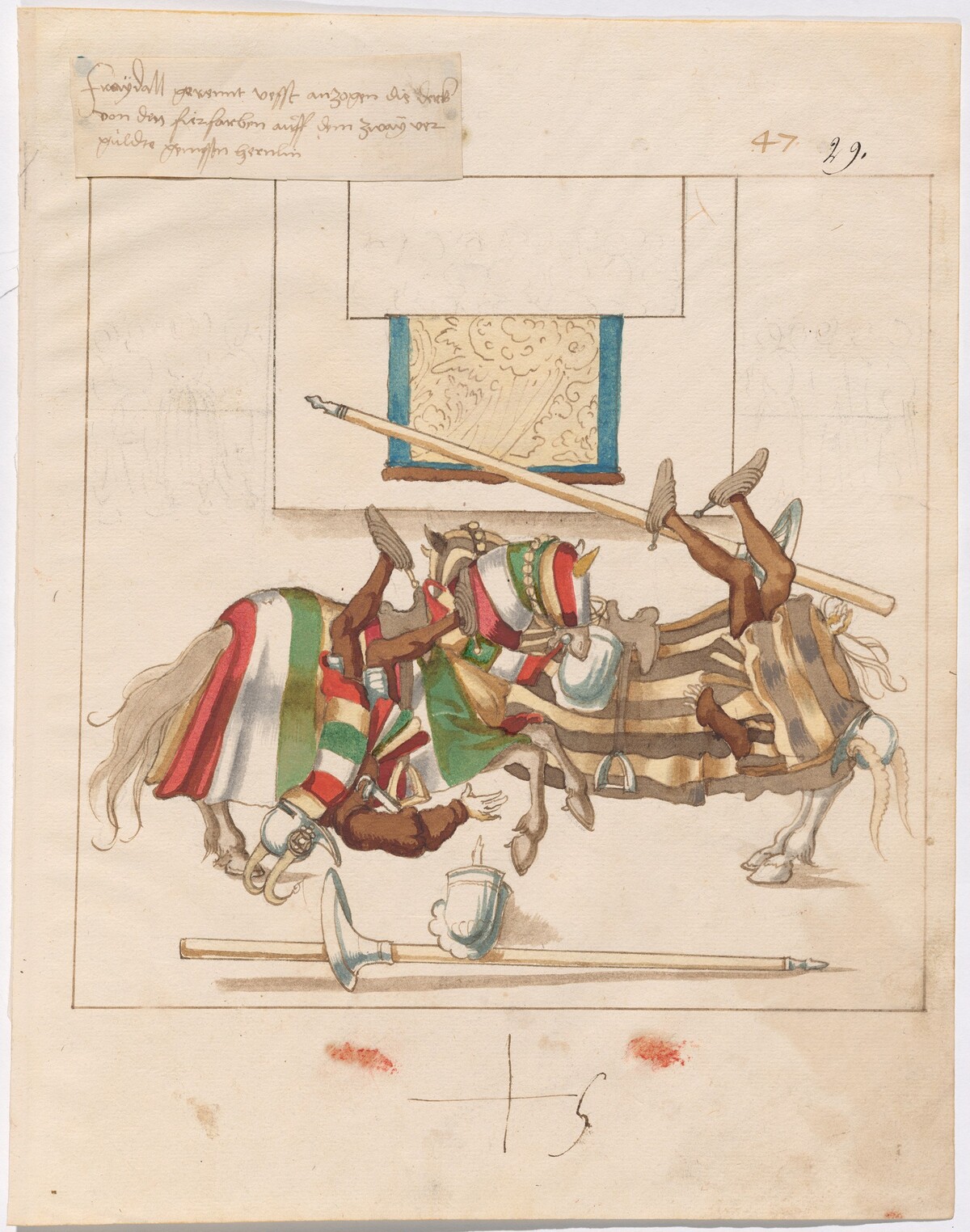 Mock Joust of War with Fixed Shields by German 16th Century