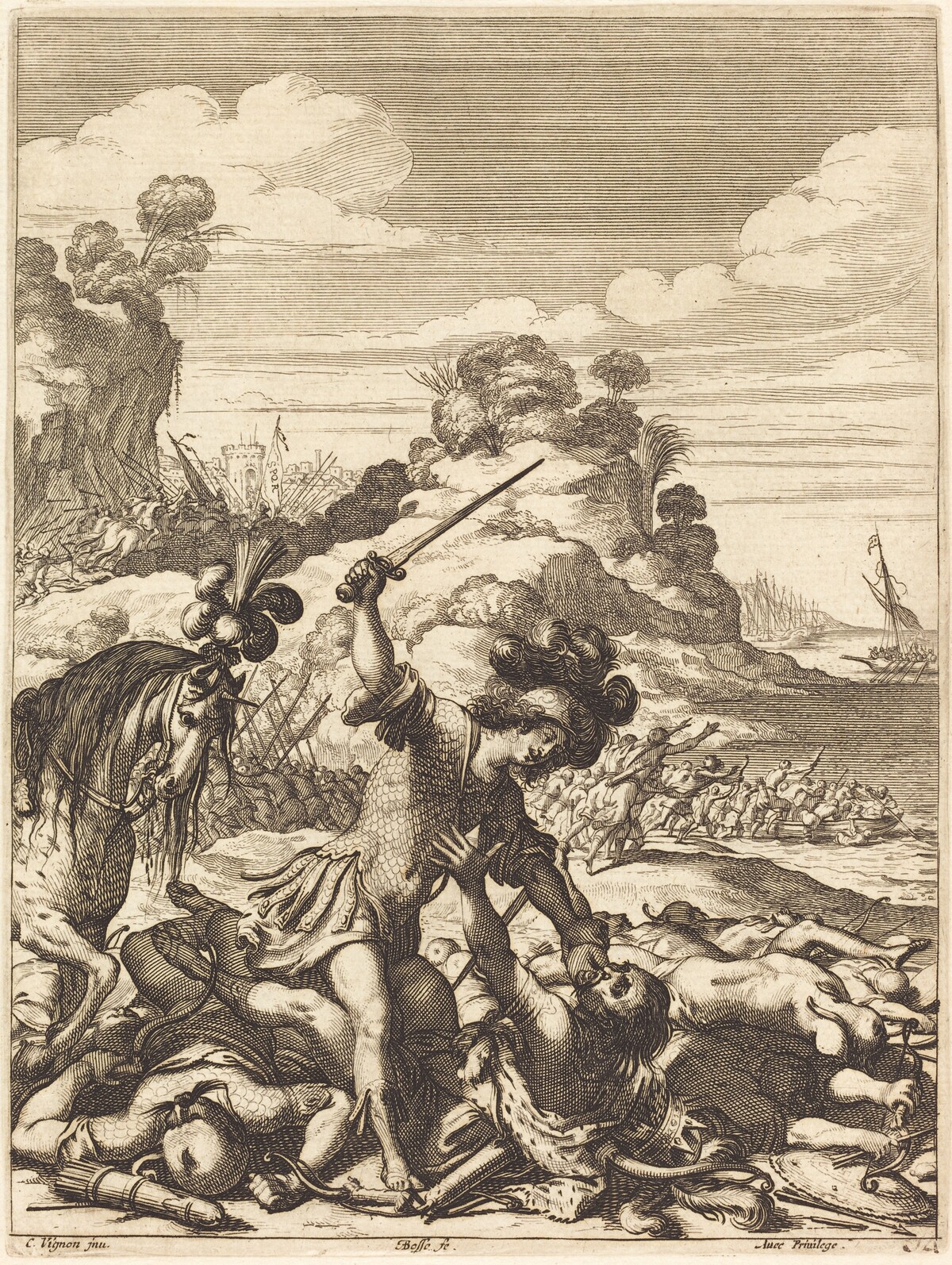 Illustration to Jean Desmarets' "L'Ariane" by Abraham Bosse after Claude Vignon