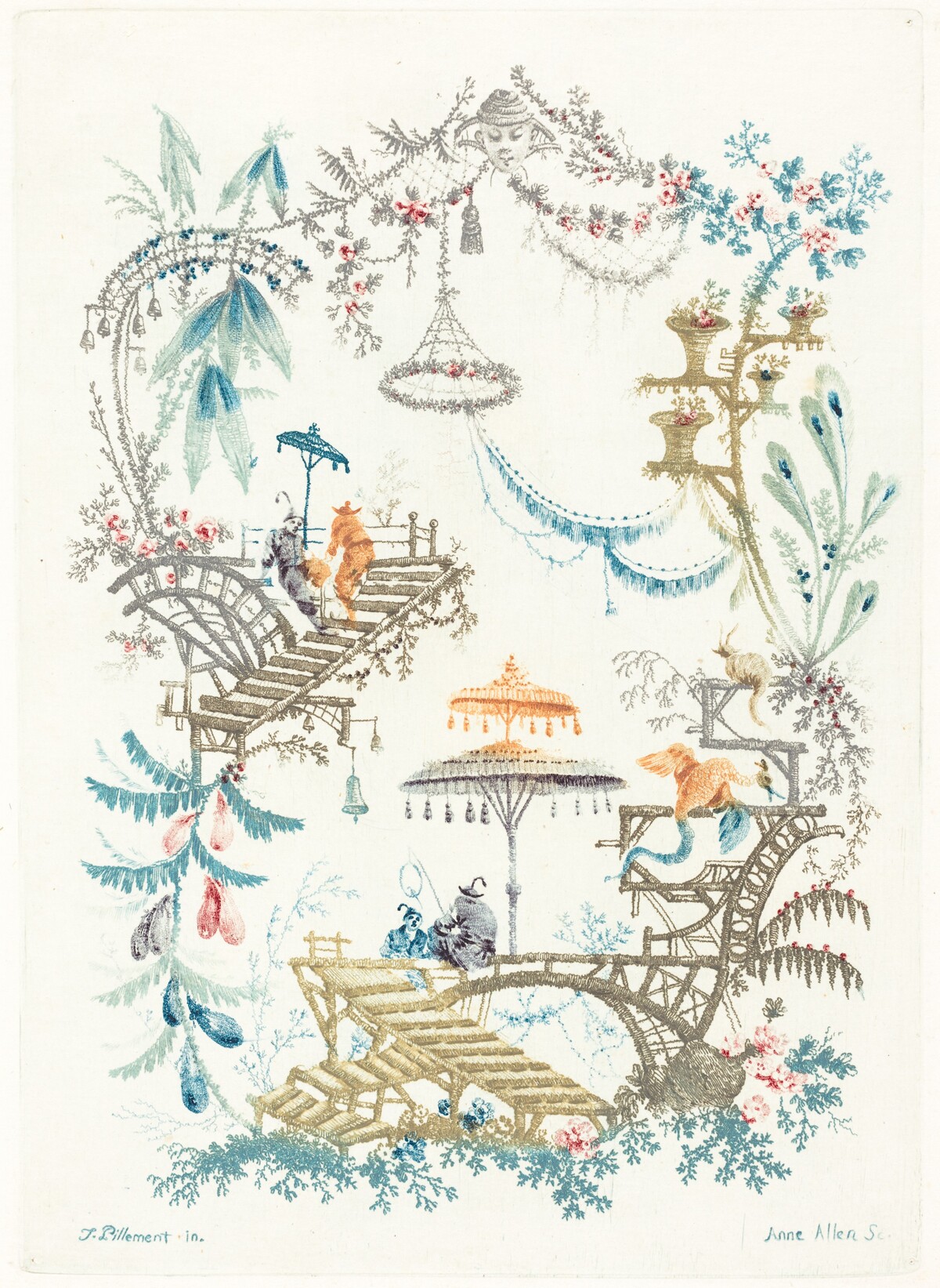 Arabesque with a Double Parasol by Anne Allen after Jean-Baptiste Pillement