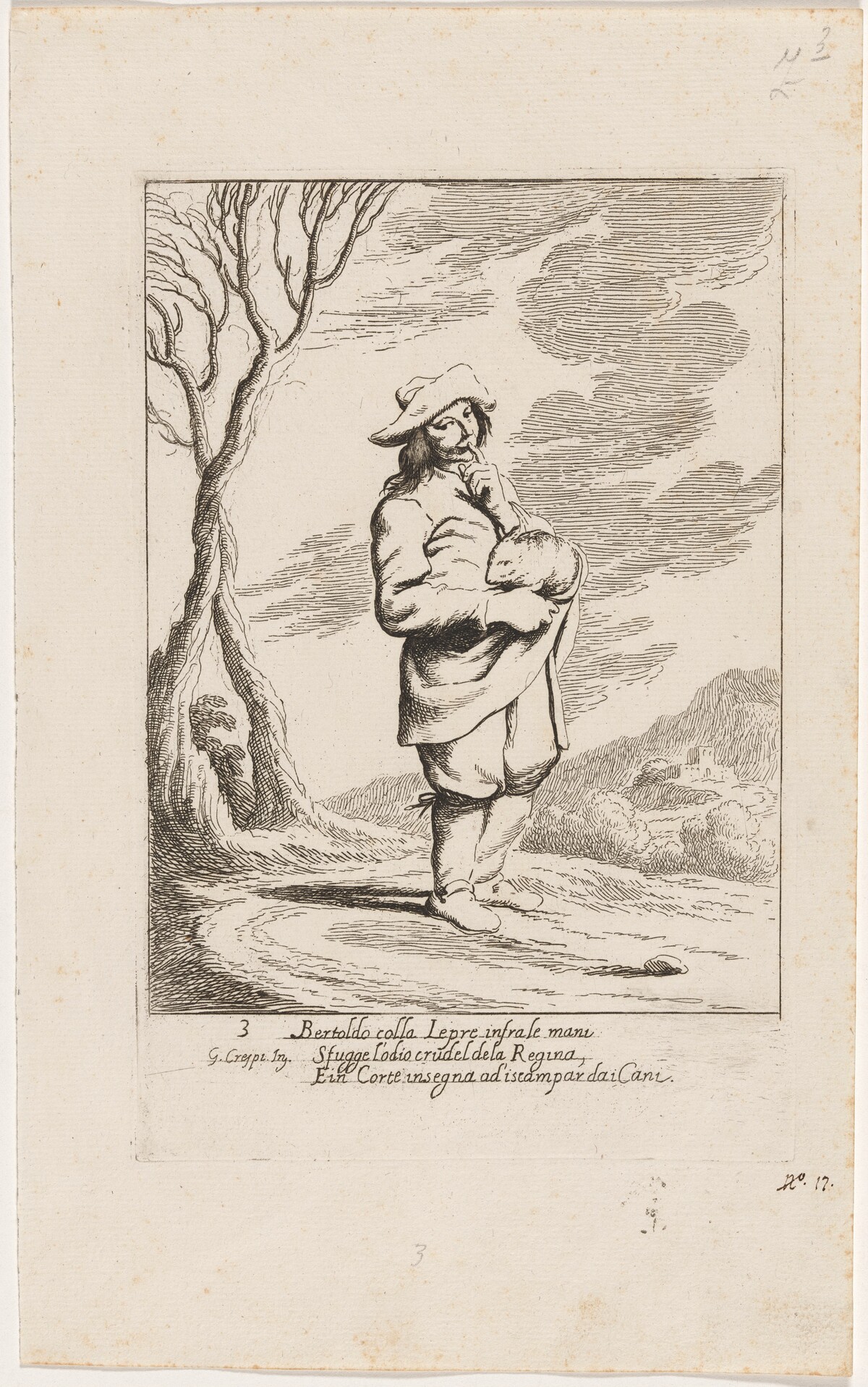 Bertoldo Holding a Hare by Giuseppe Maria Crespi and Ludovico Mattioli