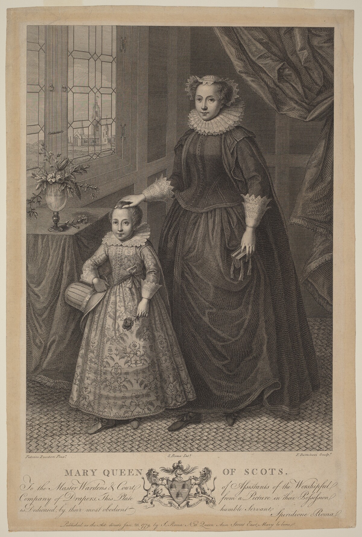 Mary, Queen of Scots by Francesco Bartolozzi after Federico Zuccaro