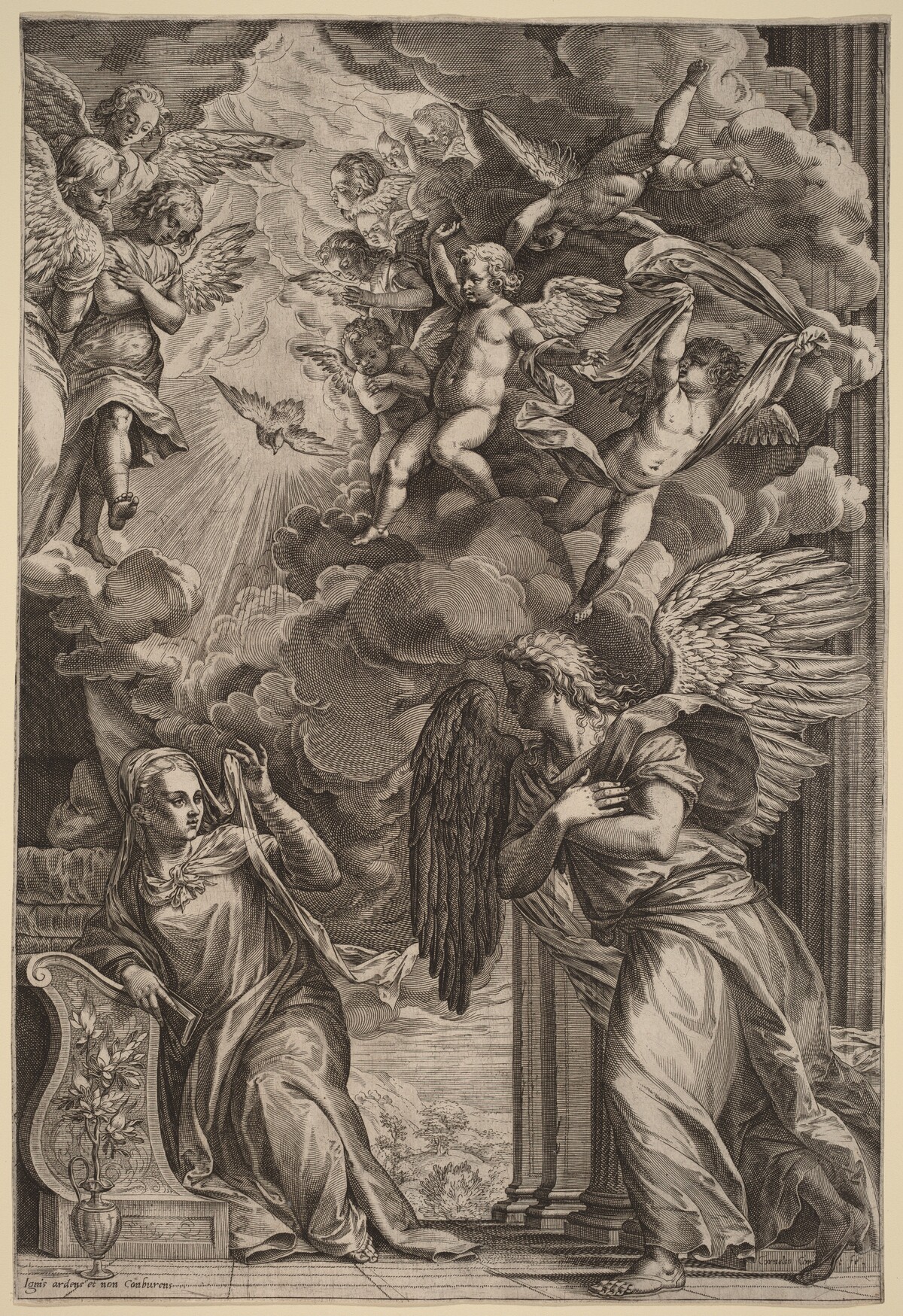 The Annunciation by Cornelis Cort after Titian