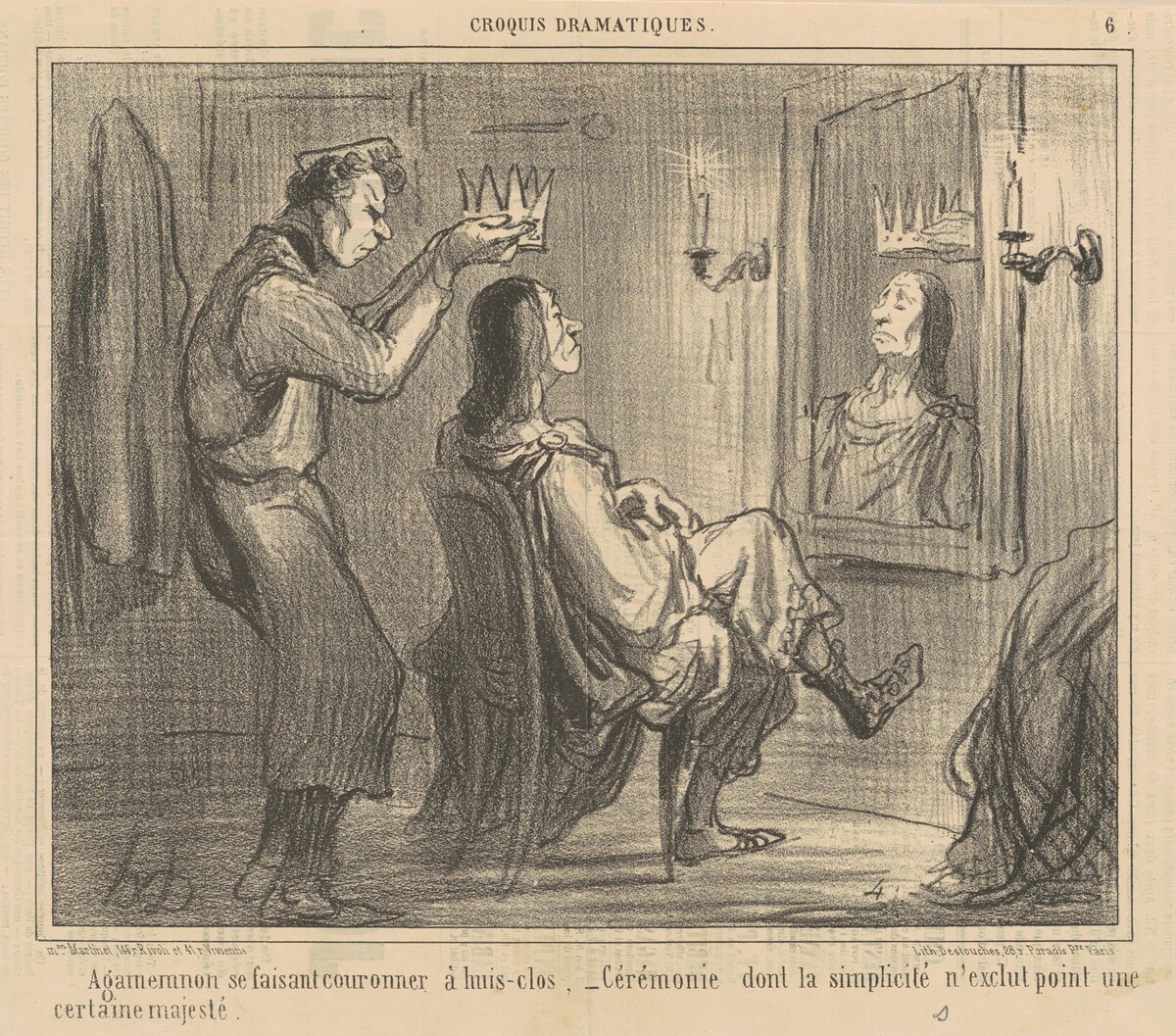 Agamemnon se fiasant couronner a huis-clos by Honoré Daumier