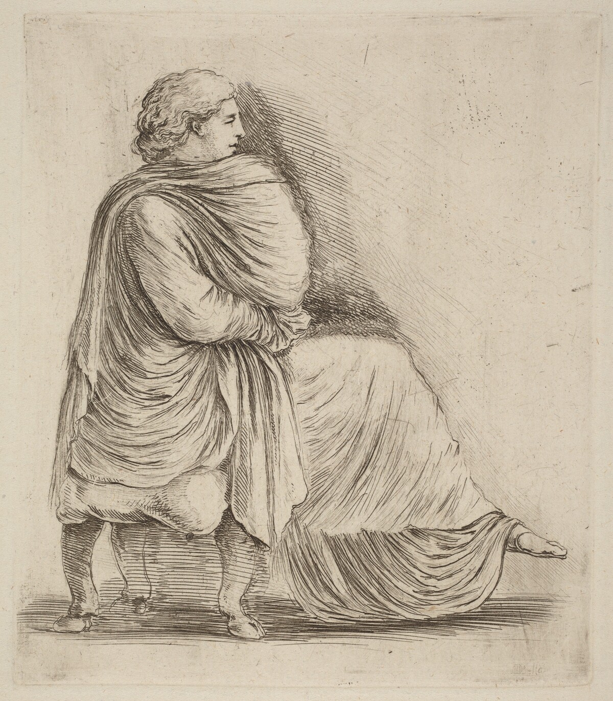 Woman Seated on a Stool by Stefano Della Bella