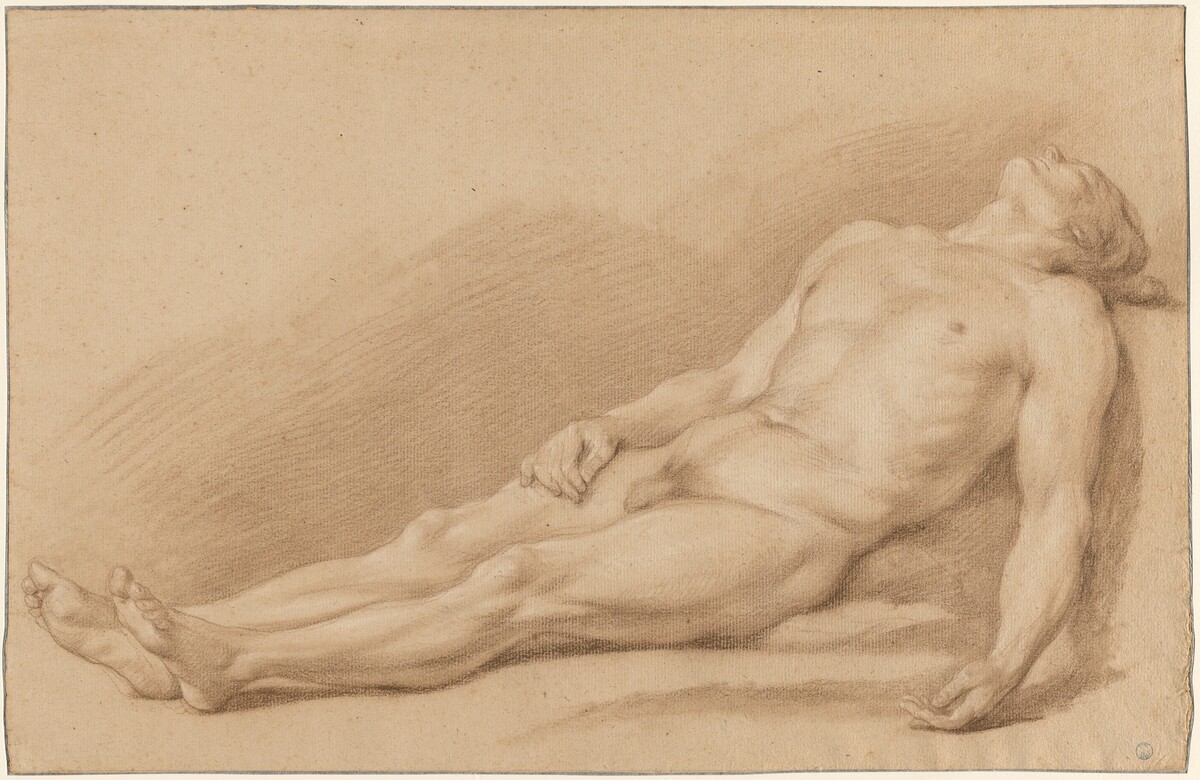 An Academy Study of a Reclining Male Nude by Antoine-Joseph Guibert