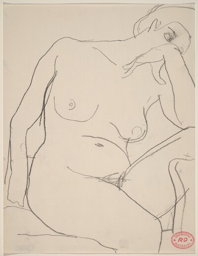 Untitled [seated female nude leaning right]