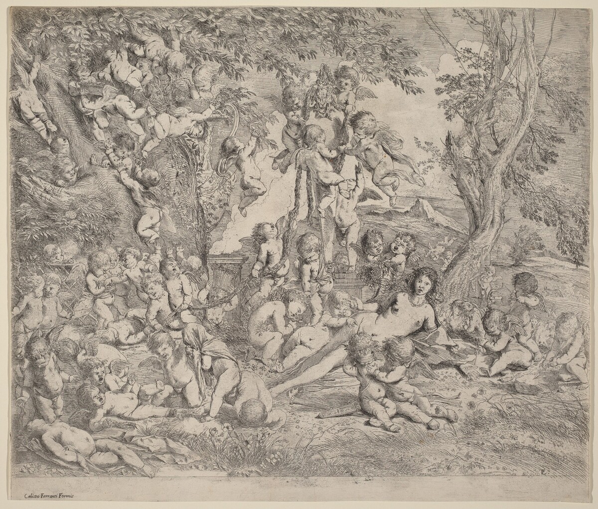 Venus in a Garden with Cupids by Pietro Testa