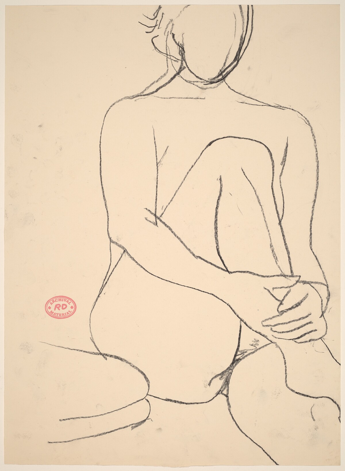 Untitled [seated female nude with leg drawn to chest] [recto] by Richard Diebenkorn