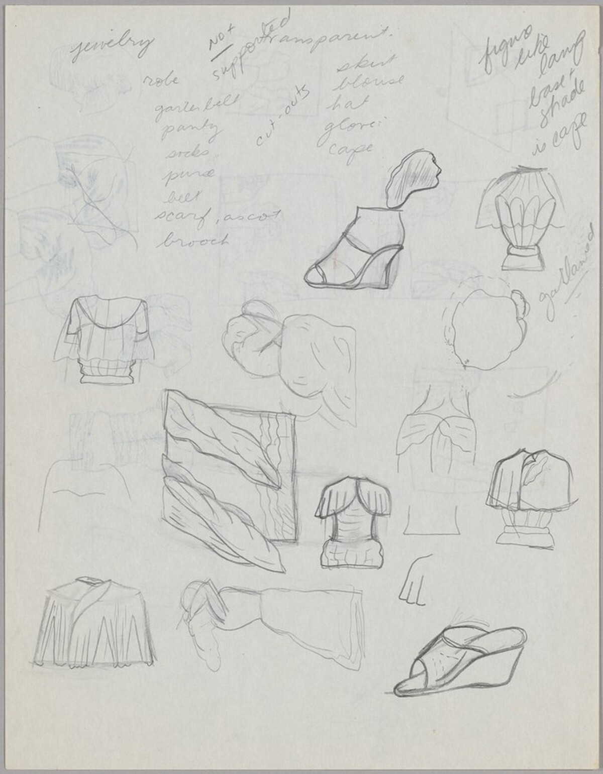 Untitled (studies of various clothing accessories) [verso] by Christina Ramberg