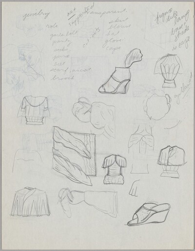 Untitled (studies of various clothing accessories) [verso]