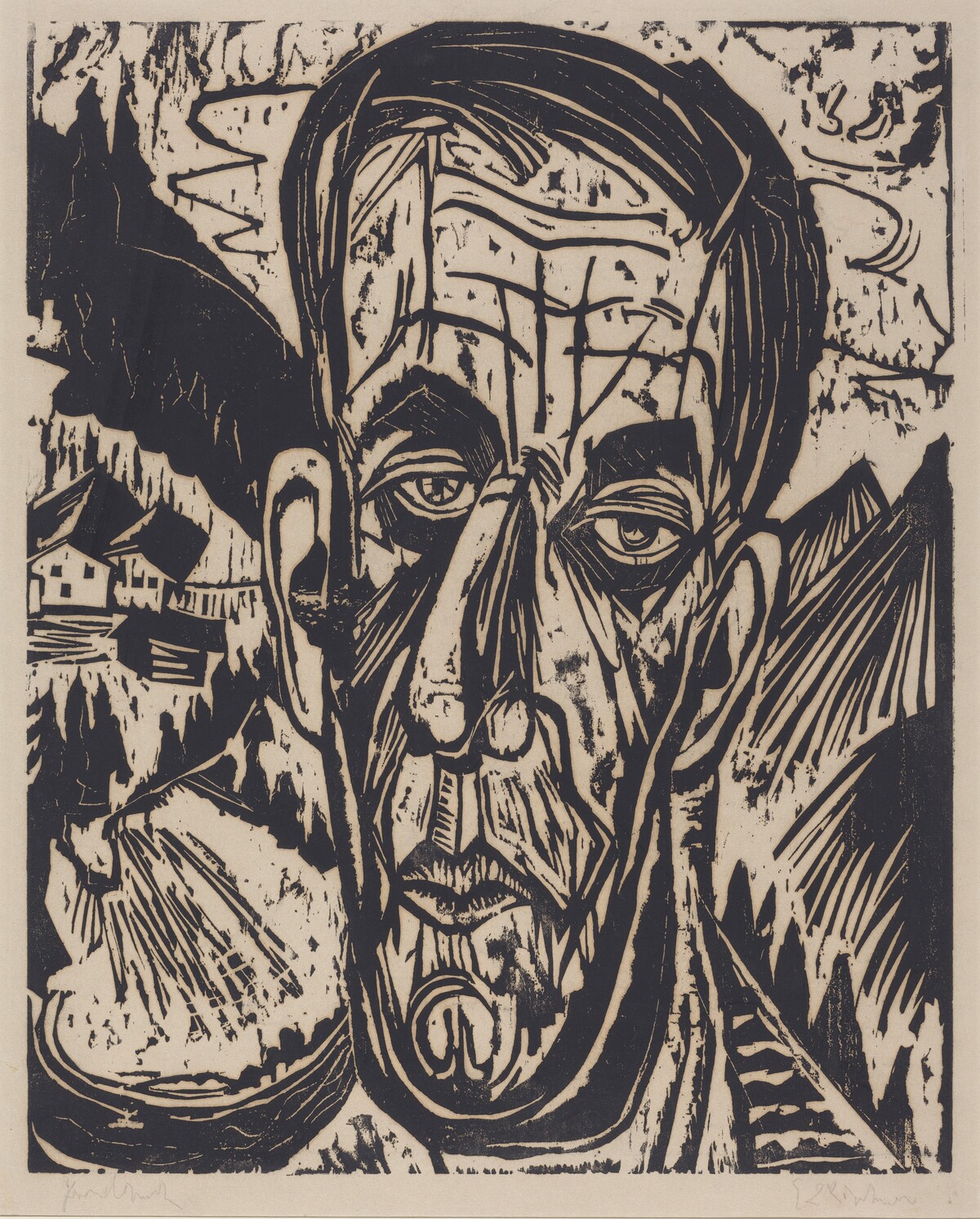 Head of van de Velde, Bright (Kopf van de Velde, Hell) by Ernst Ludwig Kirchner