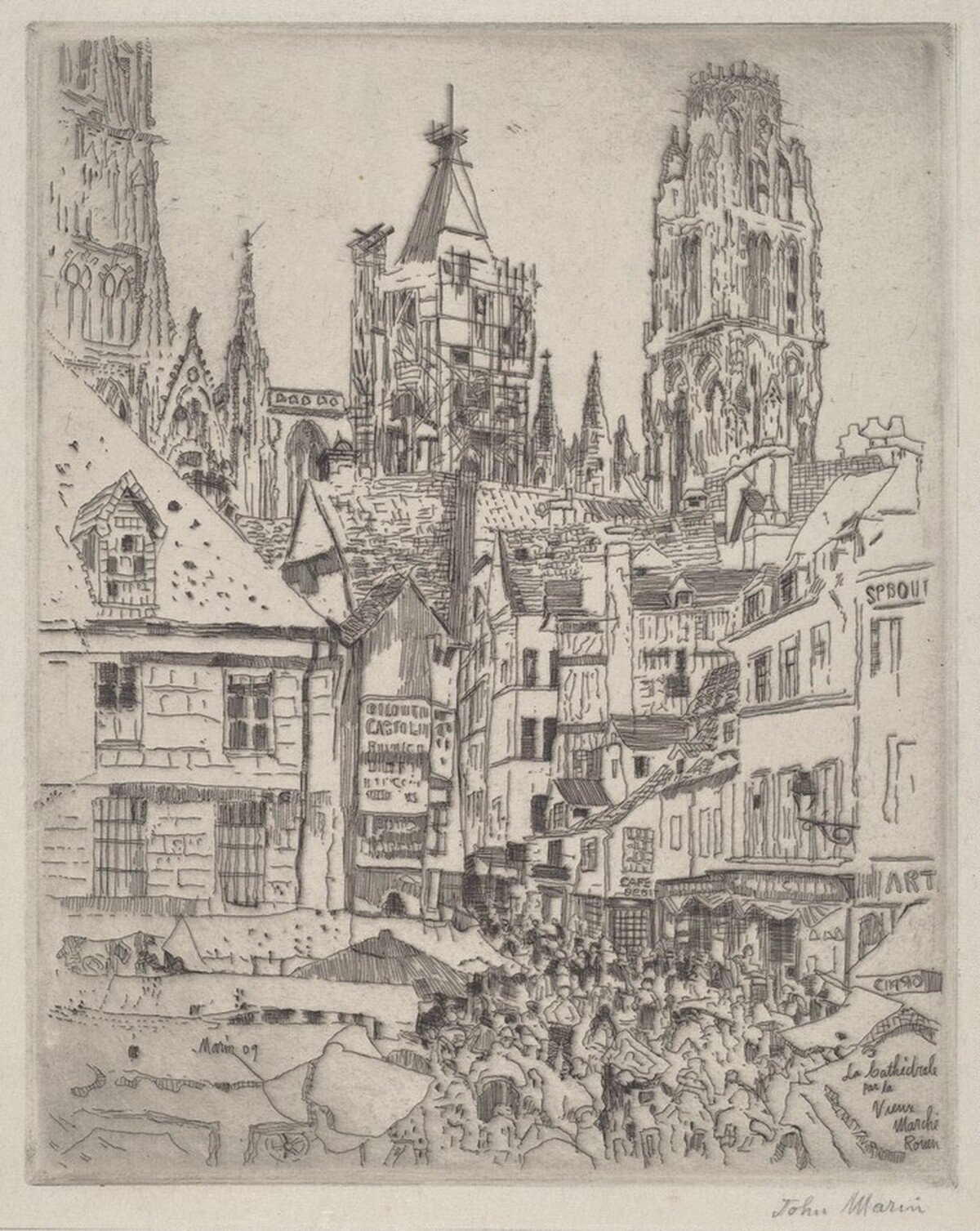 The Cathedral Near the Old Market, Rouen by John Marin