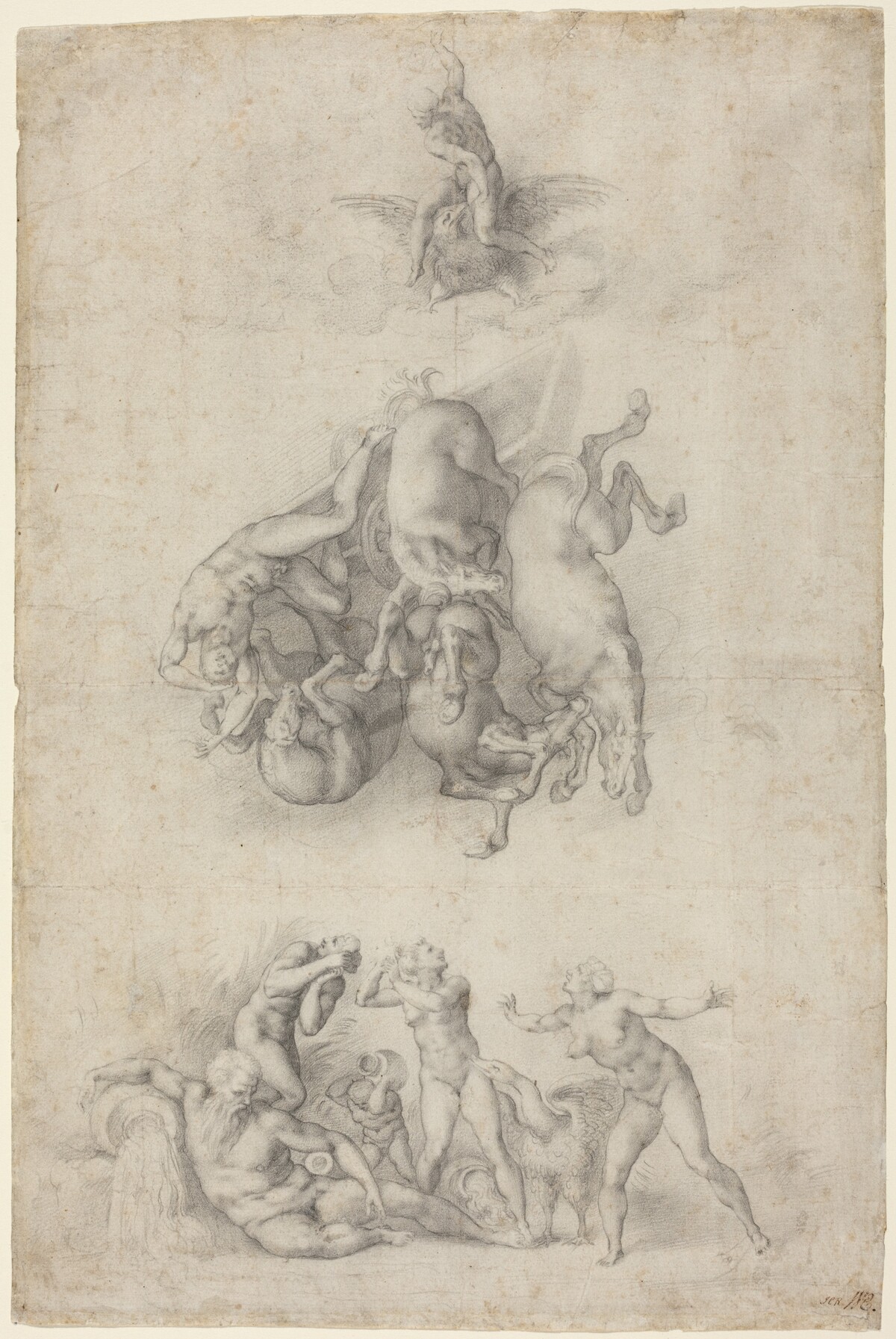 The Fall of Phaethon by Agnolo Bronzino or Giulio Clovio after Michelangelo