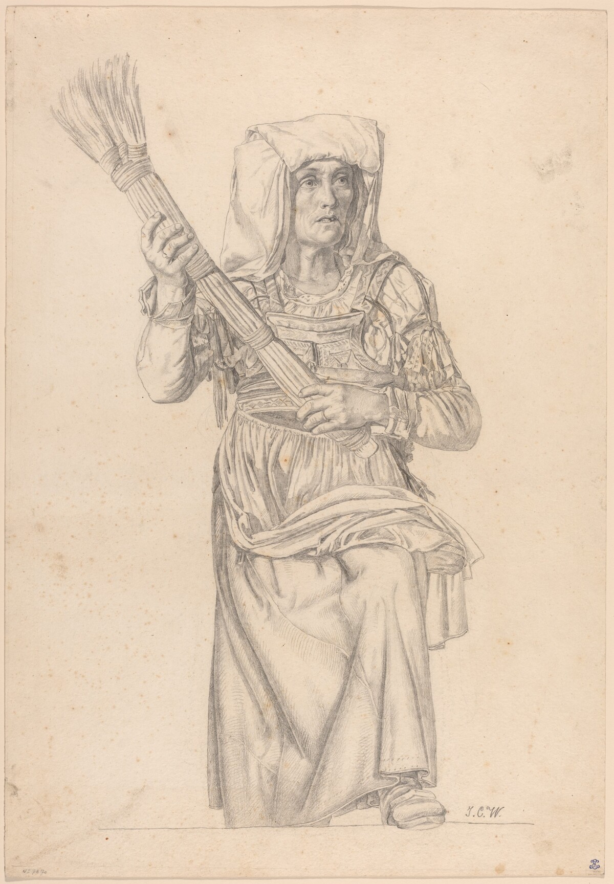 Italian Peasant Woman with a Broom by Johann Caspar Weidenmann