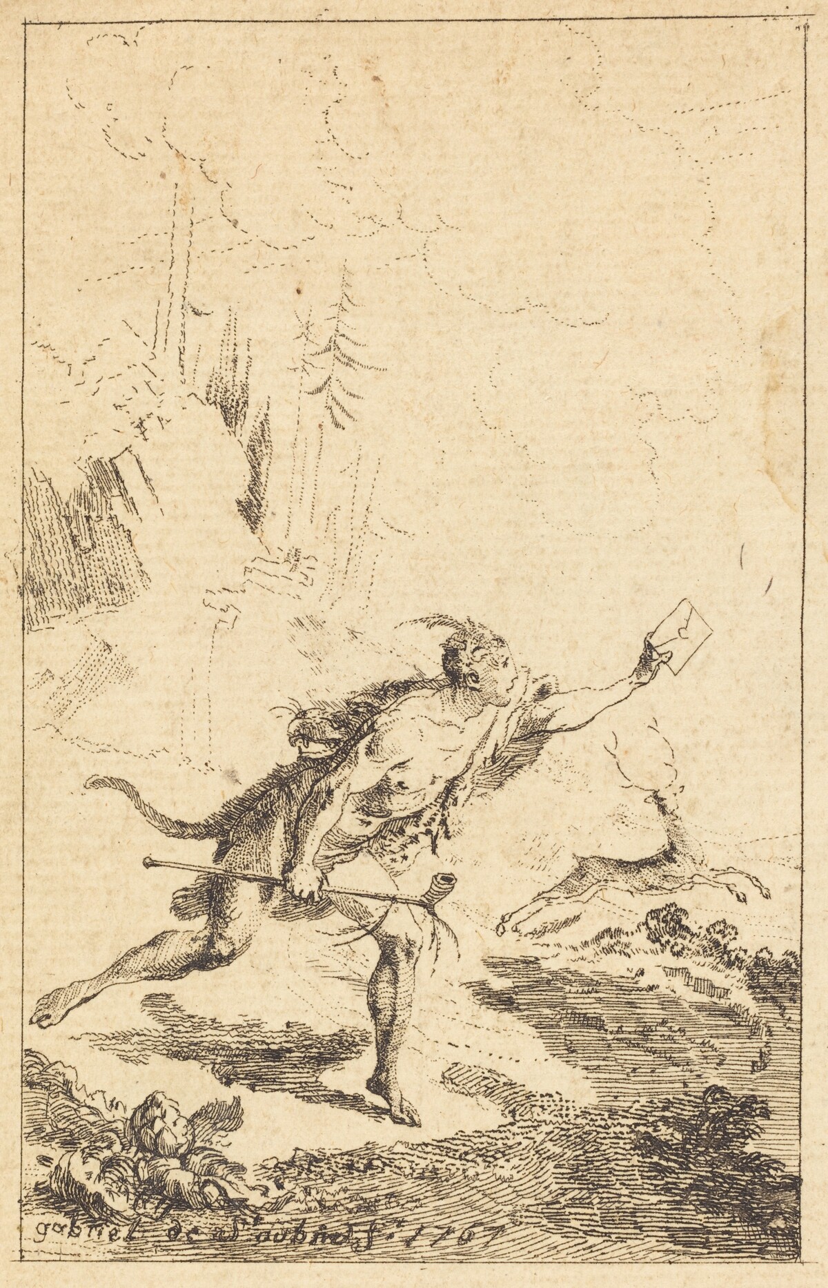 Envoy to M. de Saint-Denis by M. de Belle-Isle, Prisoner [left] by Gabriel Jacques de Saint-Aubin