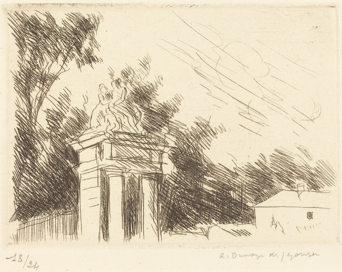 Entrance to the Orangerie, Versailles (Small Plate) (Versailles, l'Entree de l'Orange by André Dunoyer de Segonzac