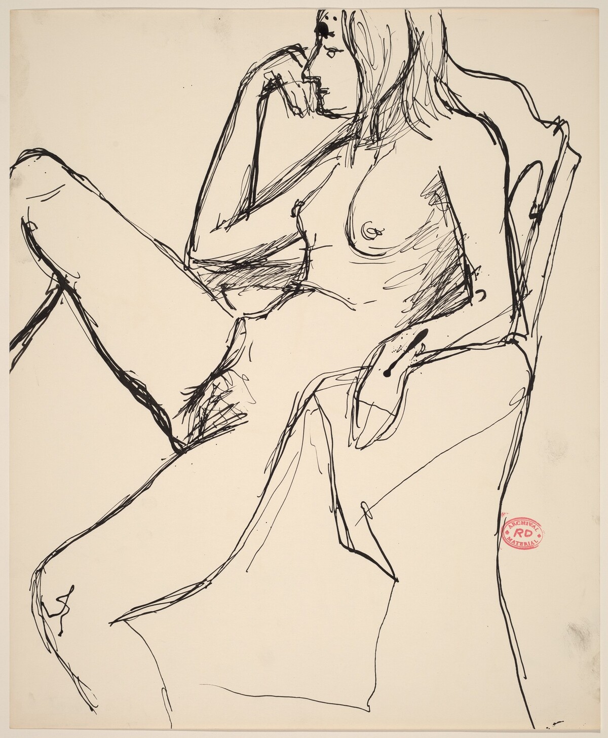 Untitled [nude in an armchair with her right leg up] by Richard Diebenkorn