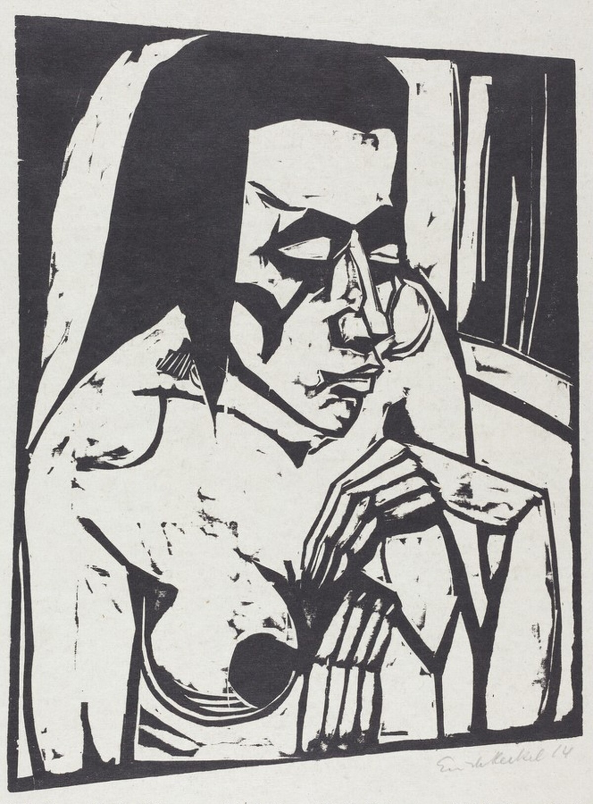 Crouching Woman (Hockende) by Erich Heckel