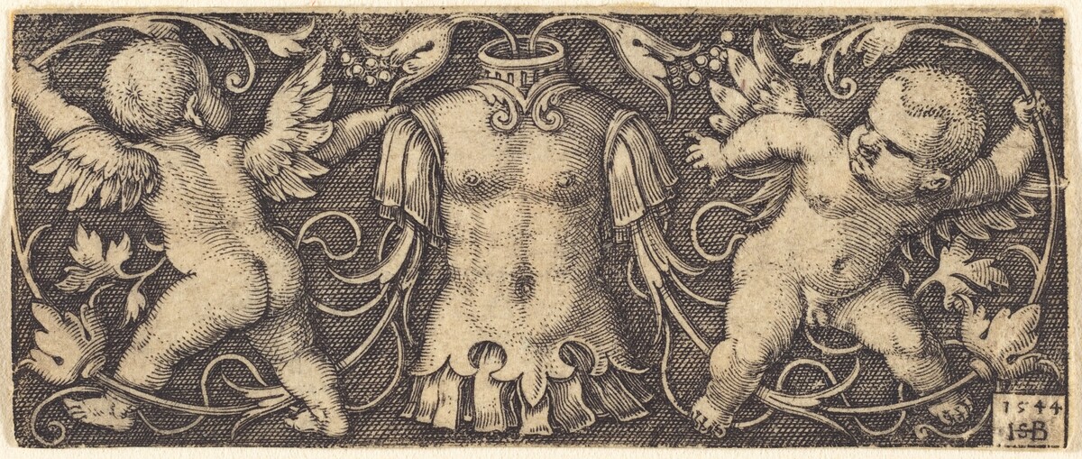 Ornament with Armour and Two Genii by Sebald Beham